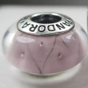 Preowned Pandora Pink Looking Glass Murano Glass Bead. RTV $55.00